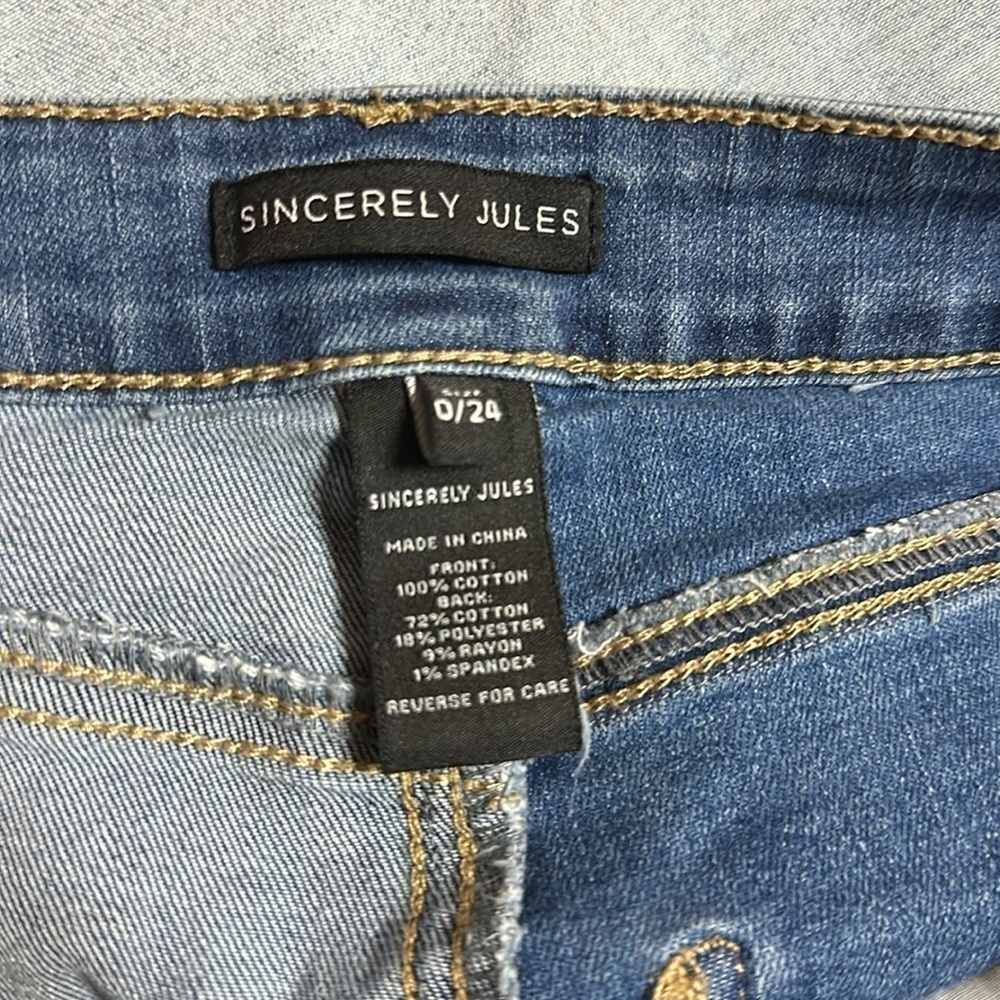 Sincerely Jules cut off two tone denim jean cut off shorts 0/24 - Picture 6 of 6